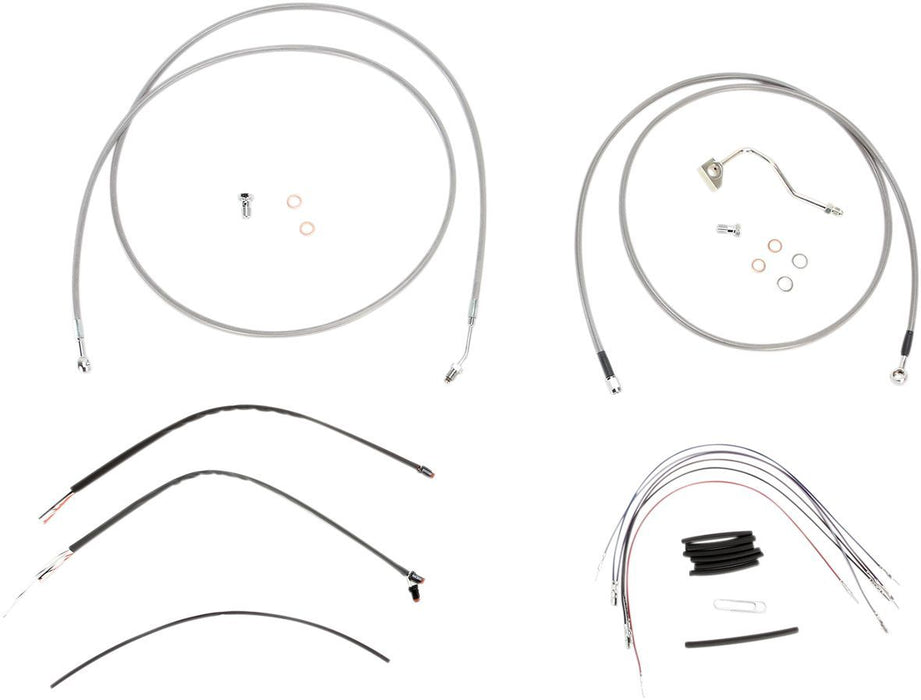 Burly Brand Complete Stainless Braided Handlebar Cable/Brake Line Kit #B30-1120
