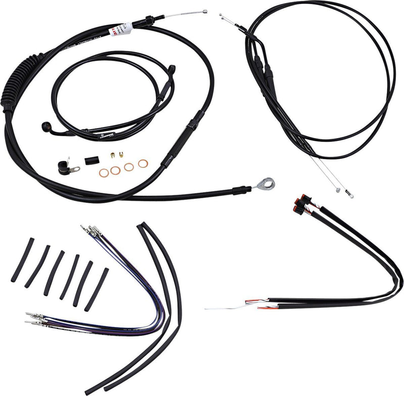 Burly Brand Complete Black Vinyl Handlebar Cable/Brake Line Kit for Ape Hanger Handlebars #B30-1107
