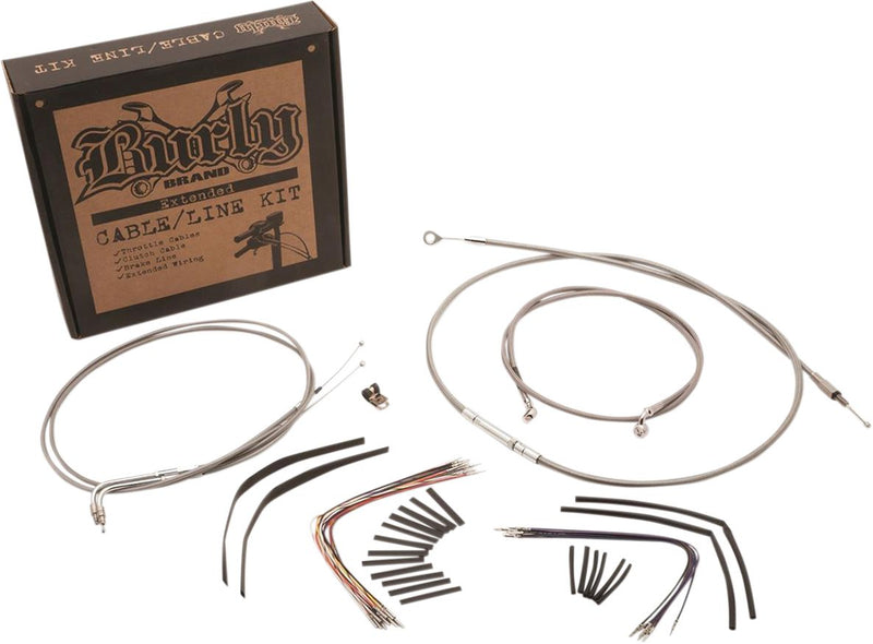 Burly Brand Complete Stainless Braided Handlebar Cable/Brake Line Kit #B30-1128