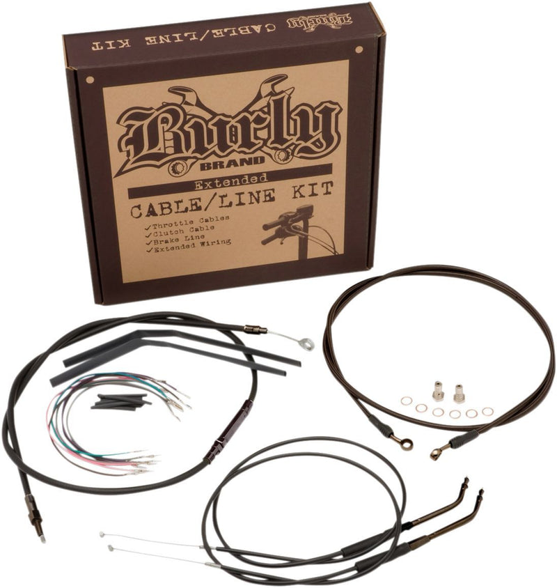Burly Brand Complete Black Vinyl Handlebar Cable/line Kit for Ape Hangers - Alternate Length /  Braided, Brake Line /  Clutch Line /  Throttle Cable for Harley-Davidson Softail 201