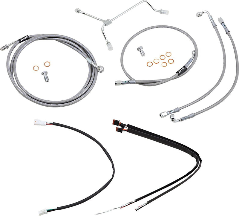Burly Brand Complete Stainless Braided Handlebar Cable/Brake Line Kit #B30-1164