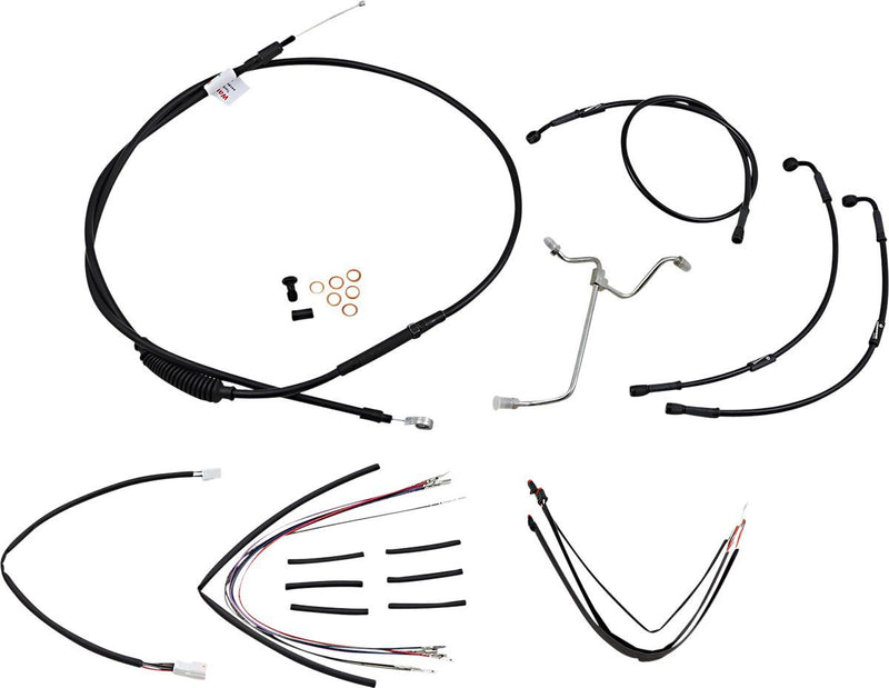 Burly Brand Complete Black Vinyl Handlebar Cable/Brake Line Kit for Ape Hanger Handlebars #B30-1171