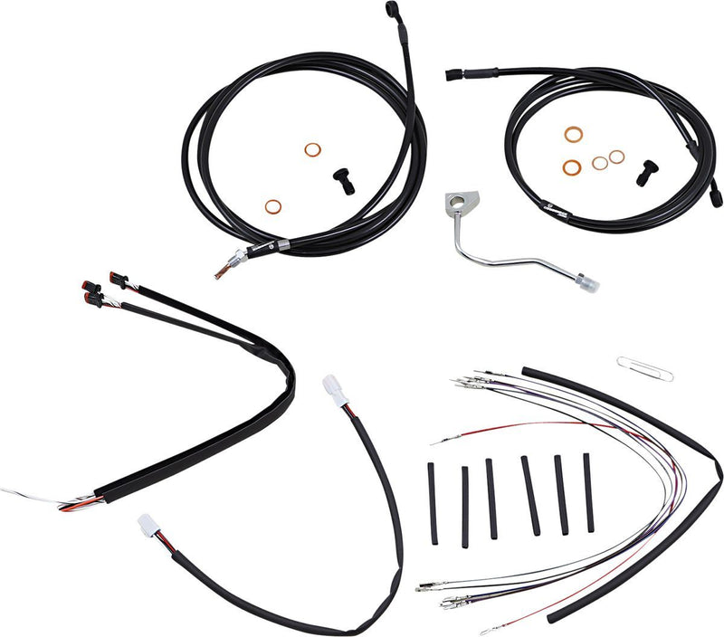 Burly Brand Complete Black Vinyl Handlebar Cable/Brake Line Kit for Ape Hanger Handlebars #B30-1181