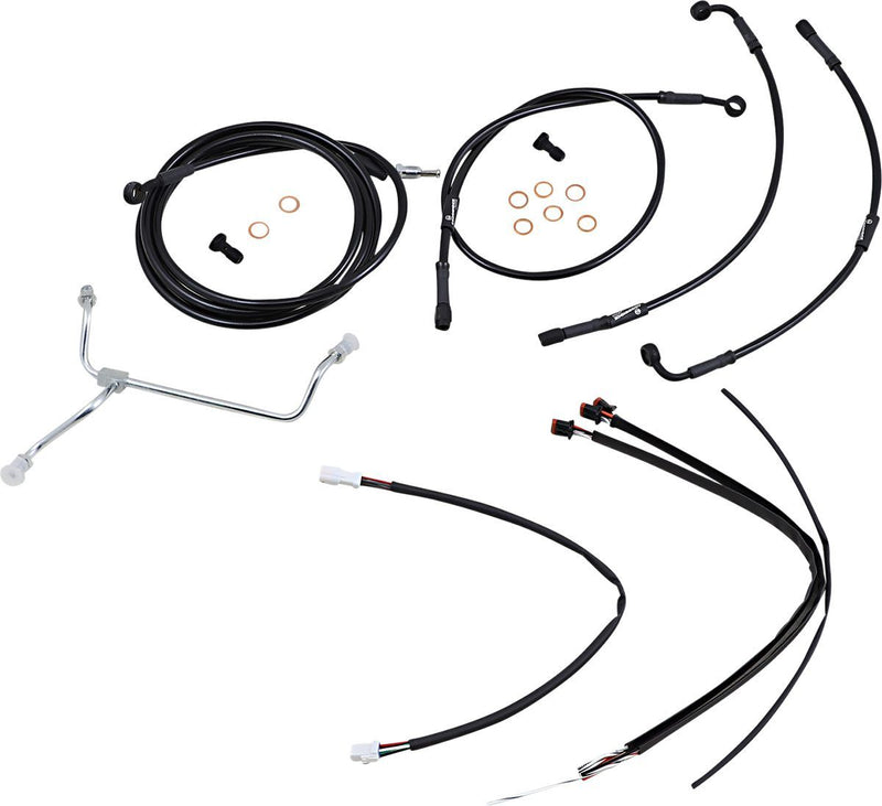 Burly Brand Complete Black Vinyl Handlebar Cable/Brake Line Kit for Ape Hanger Handlebars #B30-1183