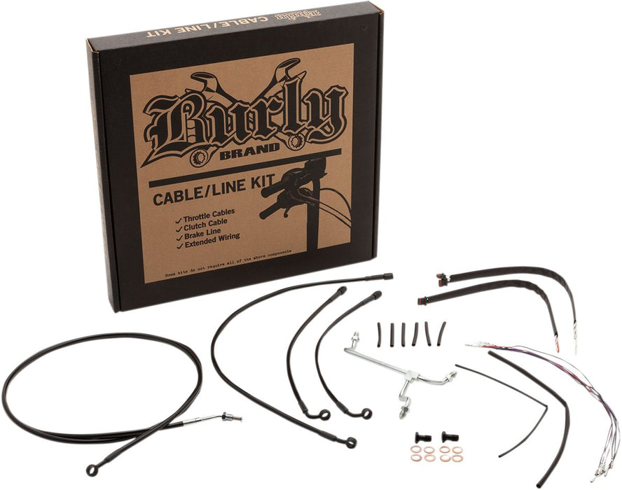 Burly Brand Complete Black Vinyl Handlebar Cable/Brake Line Kit for Ape Hanger Handlebars #B30-1186