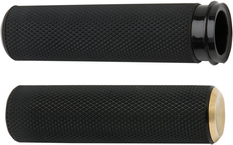 Arlen Ness Knurled Grips - Closed End /  Diamond Knurled /  No Flange /  No Waffle /  Throttle-By-Wire, Pair, Billet Aluminum /  for Harley-Davidson Touring, Softail, Dyna & Trike