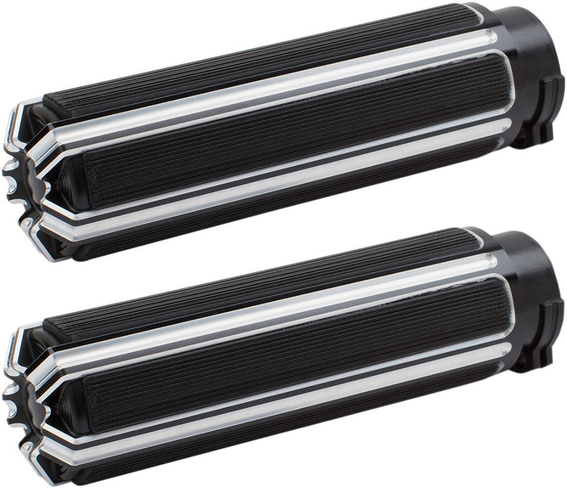 Arlen Ness 10-gauge Comfort Grips - Billet Aluminum, Cable /  Closed End /  No Flange /  No Waffle, Pair - Black / Chrome for Harley-Davidson Touring, Softail, Sportster & Dyna 198