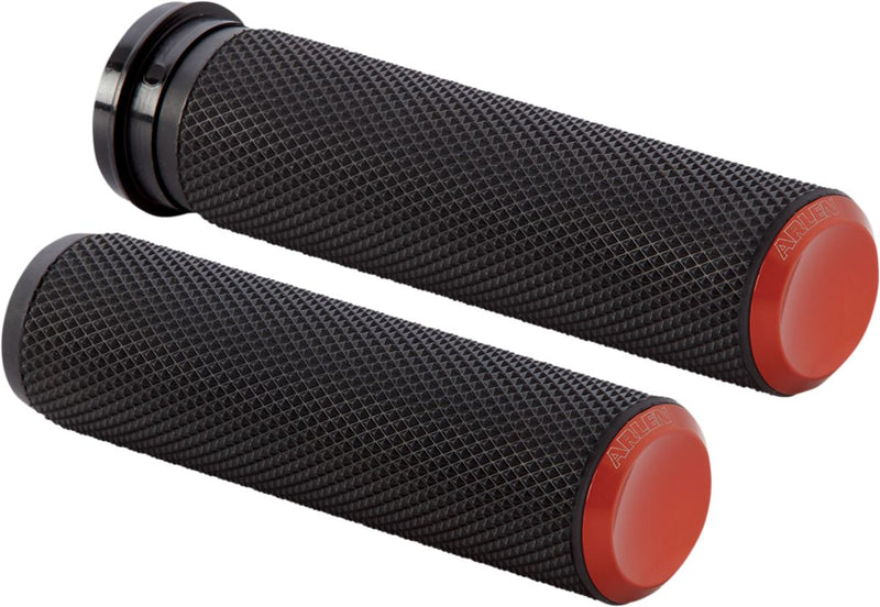 Arlen Ness Knurled Grips - Closed End /  Diamond Knurled /  No Flange /  No Waffle /  Throttle-By-Wire, Pair, Billet Aluminum /  for Harley-Davidson Touring, Softail, Dyna & Trike