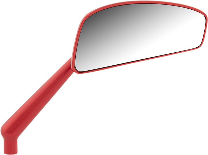 Arlen Ness Tearchop Mirror - Each, Side View, Billet Aluminum /  Stainless Steel - Anodized / Red