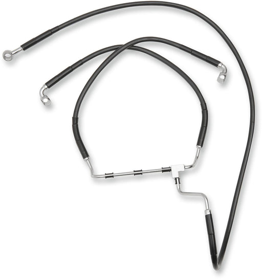 Drag Specialties Black Vinyl/Stainless Extended Length Front Brake Line Kit - Part #17413978 - Hogparts UK