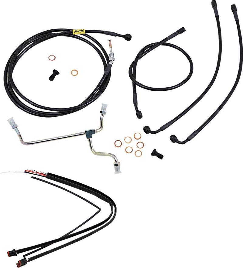 Burly Brand Complete Black Vinyl Handlebar Cable/Brake Line Kit for Ape Hanger Handlebars #B30-1236