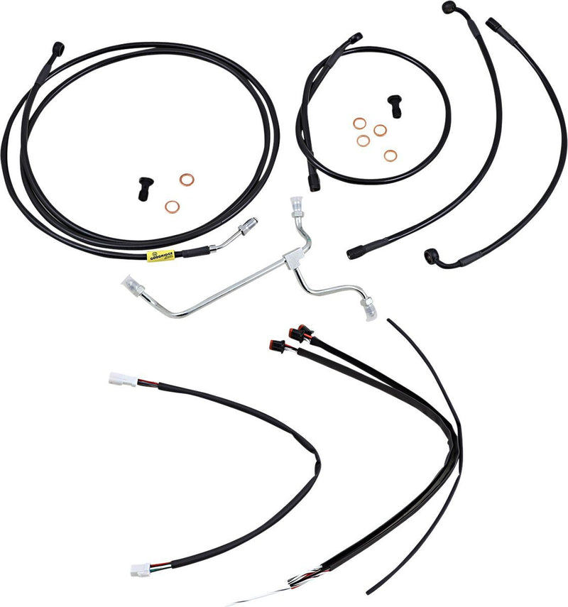 Burly Brand Complete Black Vinyl Handlebar Cable/Brake Line Kit for Ape Hanger Handlebars #B30-1237