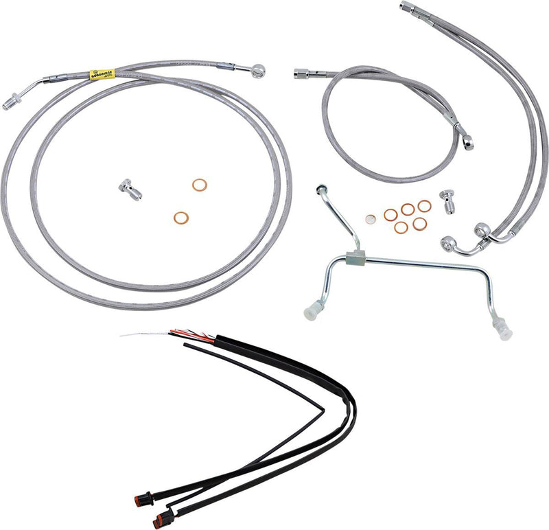 Burly Brand Complete Stainless Braided Handlebar Cable/Brake Line Kit #B30-1238