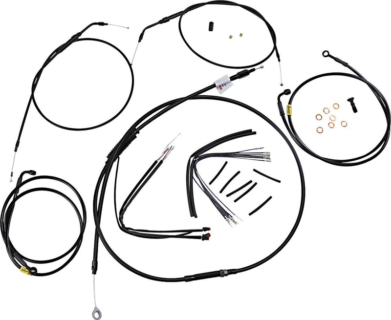 Burly Brand Complete Black Vinyl Handlebar Cable/Brake Line Kit for Ape Hanger Handlebars #B30-1204