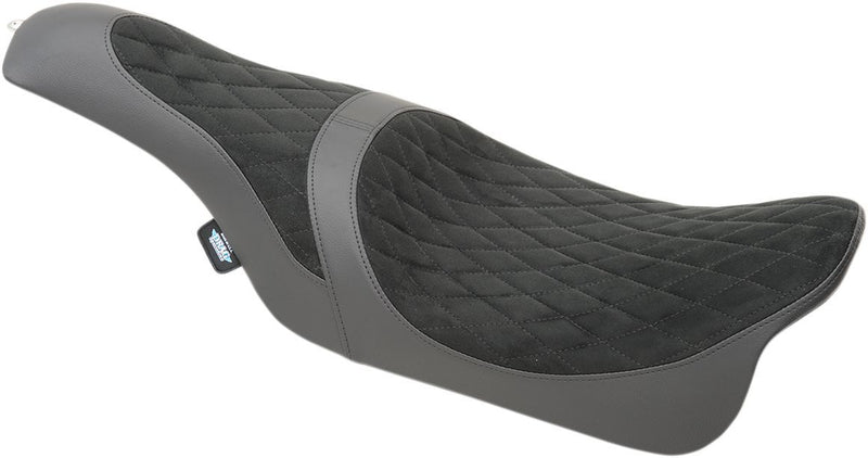 DRAG Specialties Seats Caballero 2-up Vinyl Seat - Suede /  Vinyl, 2-Up Seat, Each - Black for Harley-Davidson Touring & Trike 2008-2024