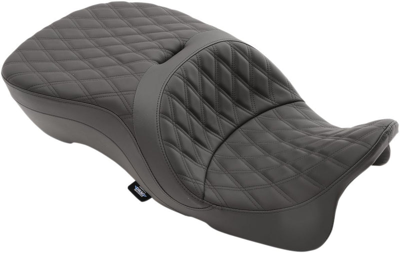 DRAG Specialties Seats Large Touring Seat - 2-Up Seat, Leather /  Vinyl, Each - Black for Harley-Davidson Touring & Trike 2009-2024