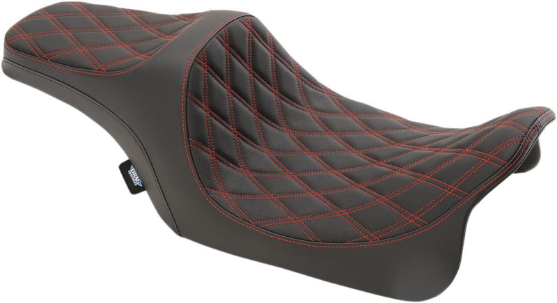 DRAG Specialties Seats Predator III Seat - Vinyl, Each, One-Piece - Black / Red for Harley-Davidson Touring 2008-2024