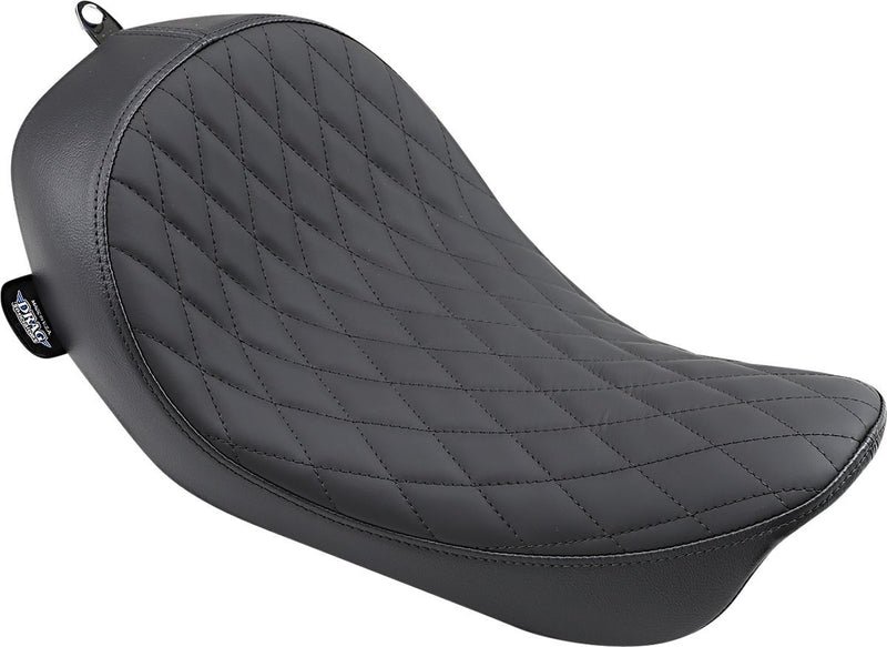 DRAG Specialties Seats Low Solo Seat - Leather /  Vinyl, Each - Black for Harley-Davidson Softail & Dyna 2000-2017