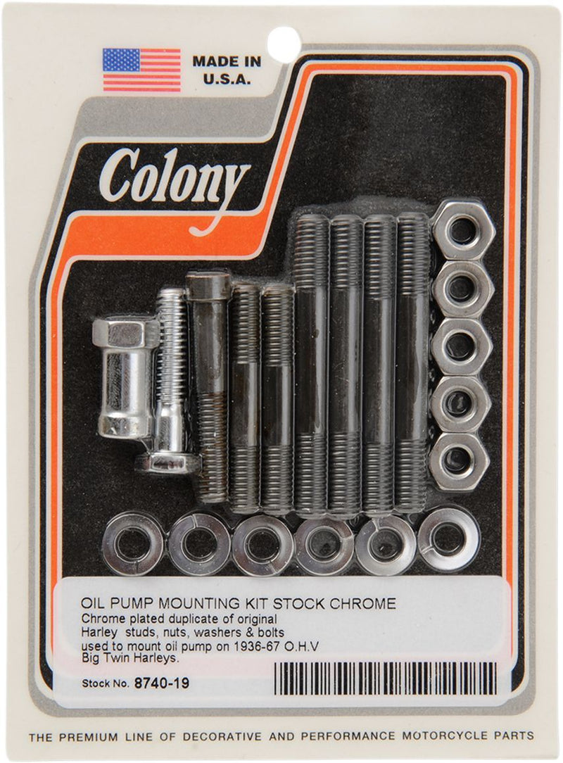 Colony Oil Pump Mounting Hardware - Kit - Chrome for Harley-Davidson Touring 1936-1967