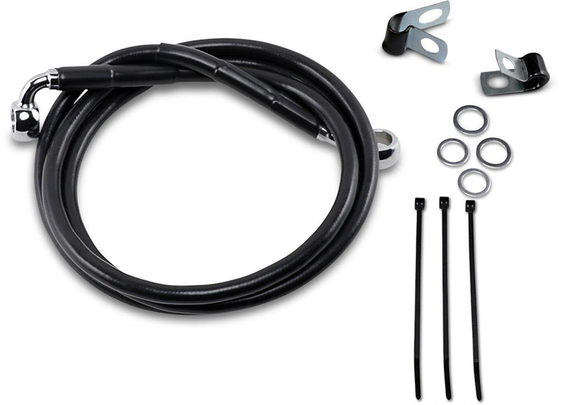 Drag Specialties Front Brake Line Black Vinyl Coated Stainless Steel Extended 6" - Part #17412547 - Hogparts UK