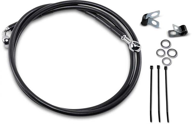 Drag Specialties Front Brake Line Black Vinyl Coated Stainless Steel Extended 8" - Part #17412584 - Hogparts UK