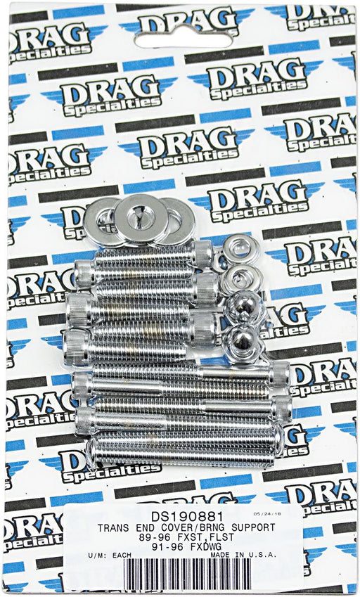 Drag Specialties Chrome Socket-Head Transmission End Cover Bolt Kit Knurled - Part #DS190881 - Hogparts UK