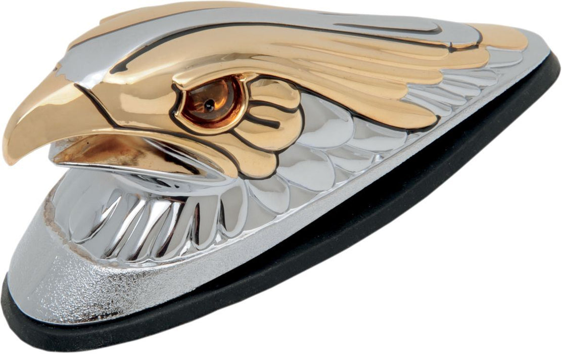 Drag Specialties Golden Eagle Head W/ Amber Eyes Large Front Fender Ornament - Part #DS287552 - Hogparts UK