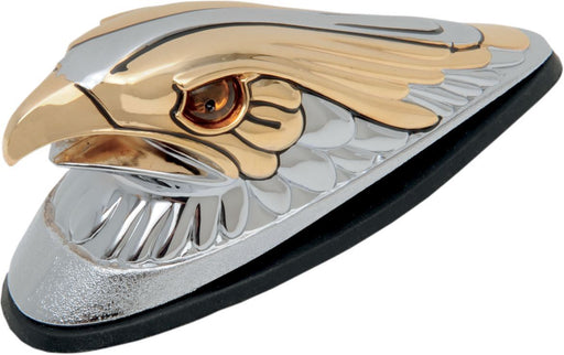 Drag Specialties Golden Eagle Head W/ Amber Eyes Large Front Fender Ornament - Part #DS287552 - Hogparts UK