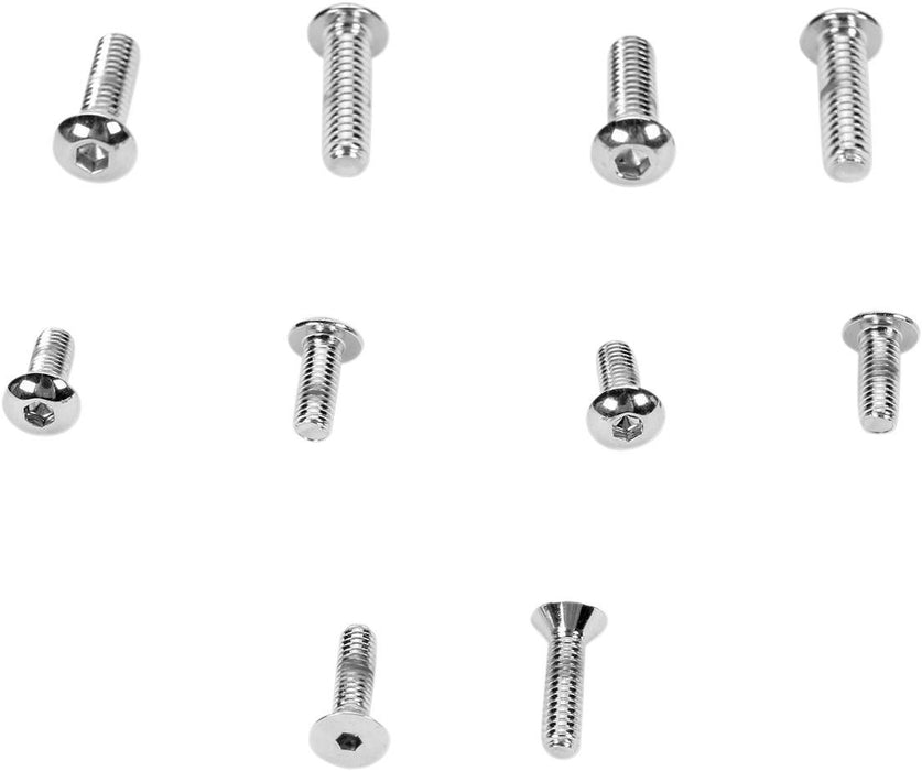 Drag Specialties Chrome Socket-Head Handlebar Lever Mount/Master Cylinder Cover Bolt Kit Knurled Hd 86-13 - Part #DS190720 - Hogparts UK