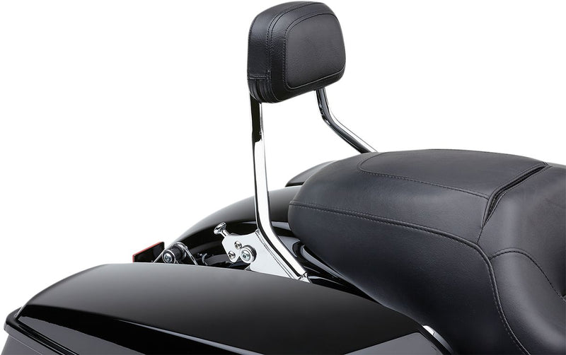 Cobra Short Detachable Backrest - Round /  Short, Quick-Detach, Sissy Bar - Chrome for Harley-Davidson Touring 1996-2008