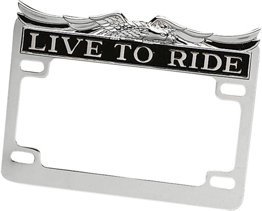 Drag Specialties License Plate Frame "Live-To-Ride" Chrome - Part #DS720809 - Hogparts UK