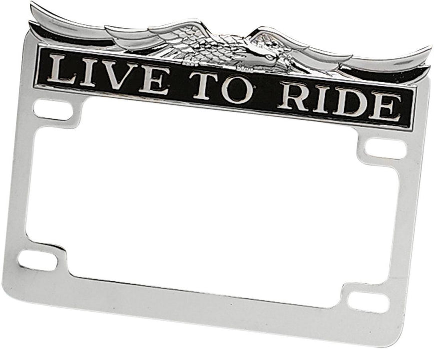 Drag Specialties License Plate Frame "Live-To-Ride" Chrome - Part #DS720809 - Hogparts UK