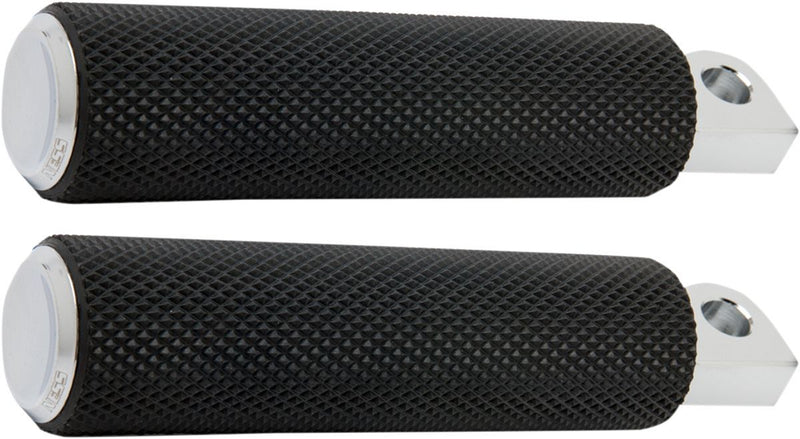 Arlen Ness Fusion Male-mount Foot Pegs - Pair, Knurled, Standard - Black / Chrome for Harley-Davidson Touring, Softail, Sportster & Dyna 1999-2024