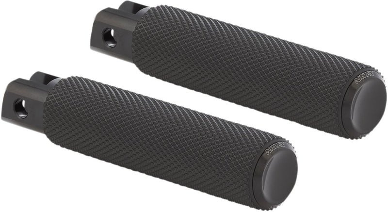 Arlen Ness M-eight Fusion Foot Pegs - Knurled, Standard, Billet Aluminum /  Rubber /  Steel - Black for Harley-Davidson Softail & FXR 2018-2024