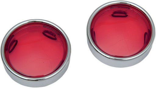 Drag Specialties Deuce-Style Turn Signal Deep-Dish Lens W/ Chrome Trim Ring Red - Part #20200549 - Hogparts UK