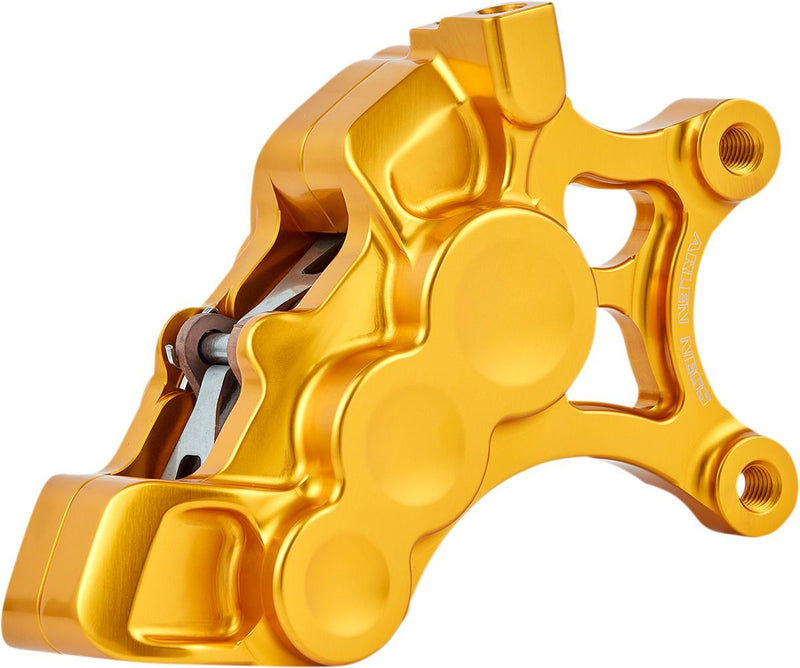 Arlen Ness 6-piston Caliper - Each, Billet Aluminum - Anodized / Gold for Harley-Davidson Touring, Softail, Sportster & FXR 2008-2024