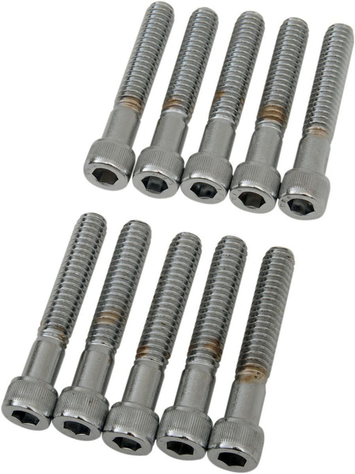 Drag Specialties Socket-Head Bolt 1/4-20X1.5 Knurled Chrome - Part #DS190539 - Hogparts UK
