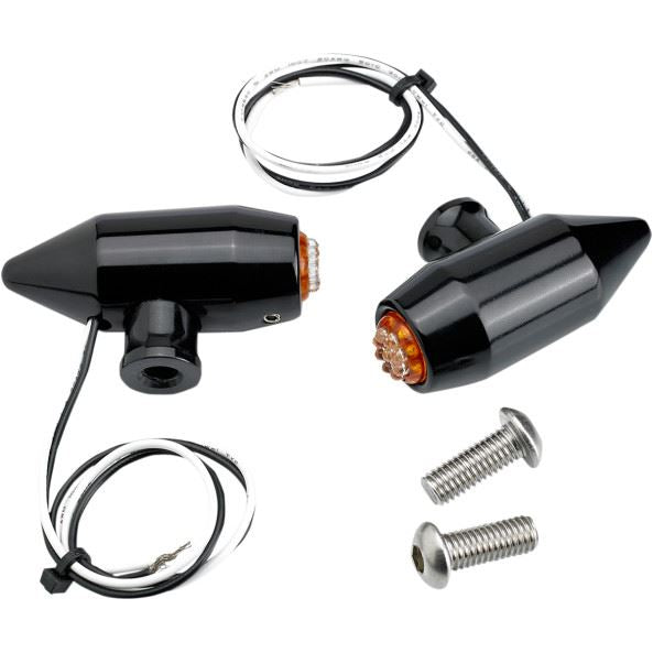 Joker Machine Black/Amber Vega L.E.D. Side Rail Turn Signals <br>Vendor Part # 05-57-AB - hogparts-uk.myshopify.com