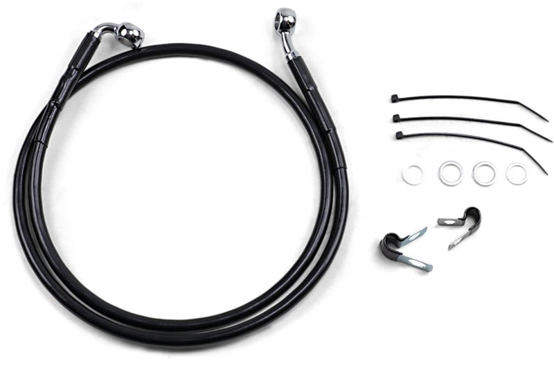 Drag Specialties Front Brake Line Black Vinyl Coated Stainless Steel Extended 4" - Part #17412558 - Hogparts UK