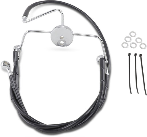 Drag Specialties Front Brake Line Black Vinyl Coated Stainless Steel Extended 4" - Part #17412522 - Hogparts UK