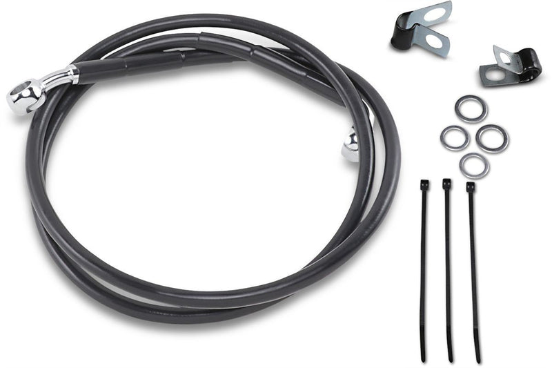 Drag Specialties Front Brake Line Black Vinyl Coated Stainless Steel Extended 2" - Part #17412551 - Hogparts UK
