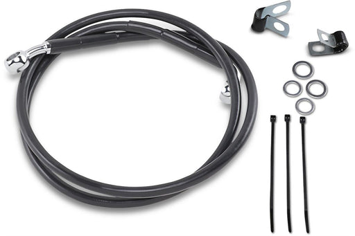 Drag Specialties Front Brake Line Black Vinyl Coated Stainless Steel Extended 2" - Part #17412551 - Hogparts UK