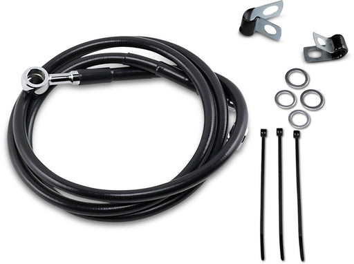 Drag Specialties Front Brake Line Black Vinyl Coated Stainless Steel Extended 4" - Part #17412582 - Hogparts UK