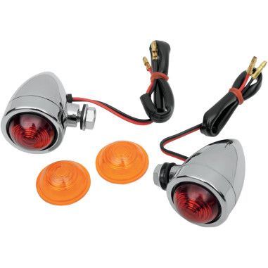 Drag Specialties Chrome Custom Bolt-Mount Bullet Marker Lights - Part #20401762 - Hogparts UK
