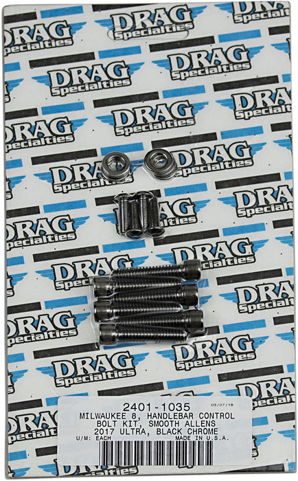 Drag Specialties Bolt Kit M8 Handlebar Control Smooth Socket Head Black - Part #24011035 - Hogparts UK