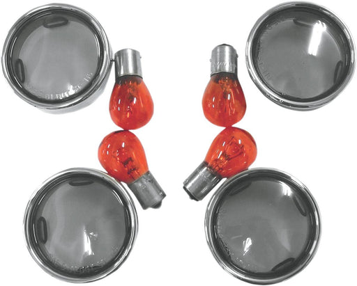 Drag Specialties Turn Signal Lens Kit Oem Deuce-Style Smoke Lens W/ Chrome Trim Ring - Part #20200392 - Hogparts UK