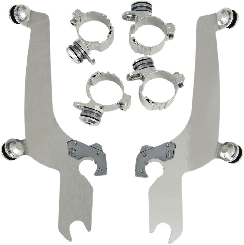 Memphis Shades Sportshield Trigger-lock Complete Mount Kit - Aluminum, Windshield - Polished for Harley-Davidson Softail & Dyna 1980-2013