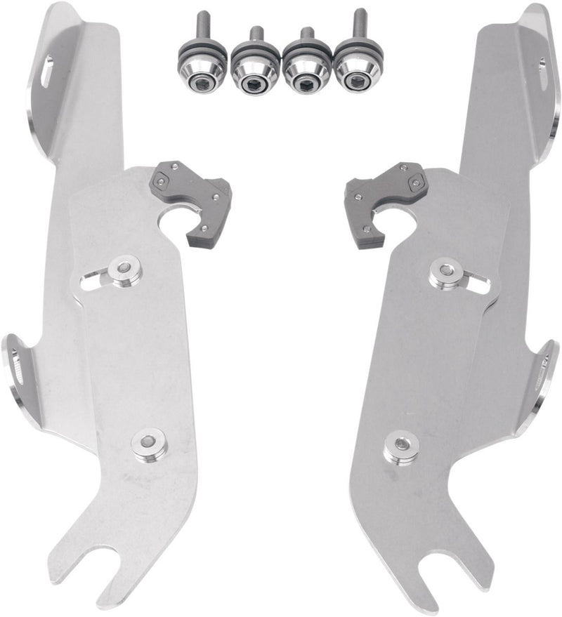 Memphis Shades Fats/slim Windshield Trigger-lock Complete Mount Kit - Aluminum, Adjustable - Polished for Harley-Davidson Softail 1986-2017
