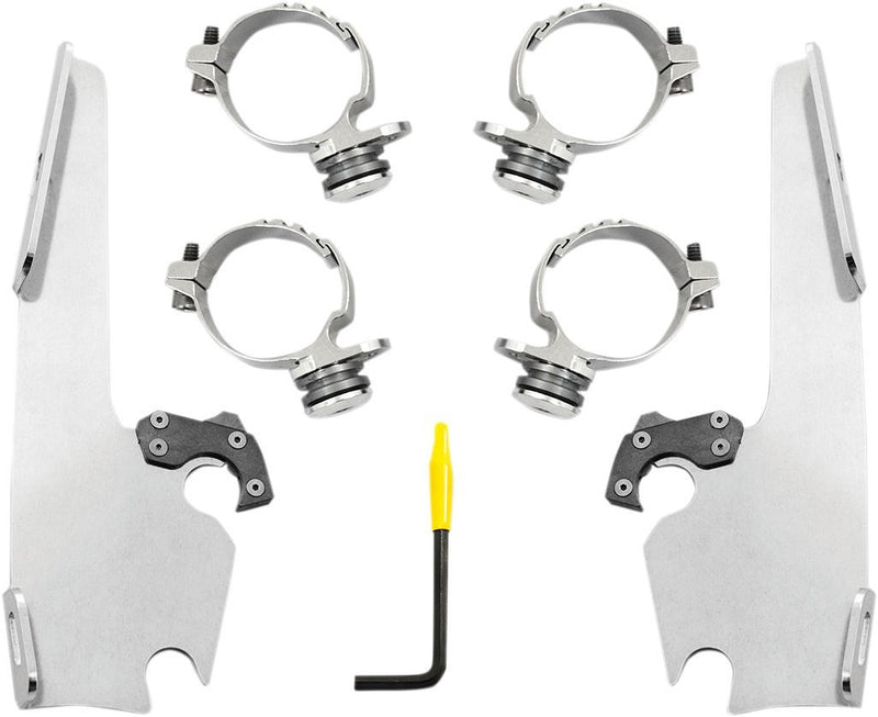 Memphis Shades Fats/slim Windshield Trigger-lock Complete Mount Kit - Adjustable, Aluminum - Polished for Harley-Davidson Softail & Dyna 2014-2020
