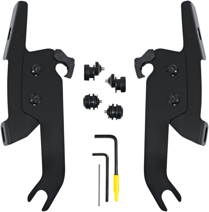 Memphis Shades Fats/slim Windshield Trigger-lock Complete Mount Kit - Aluminum, Adjustable - Black for Harley-Davidson Softail 2018-2021